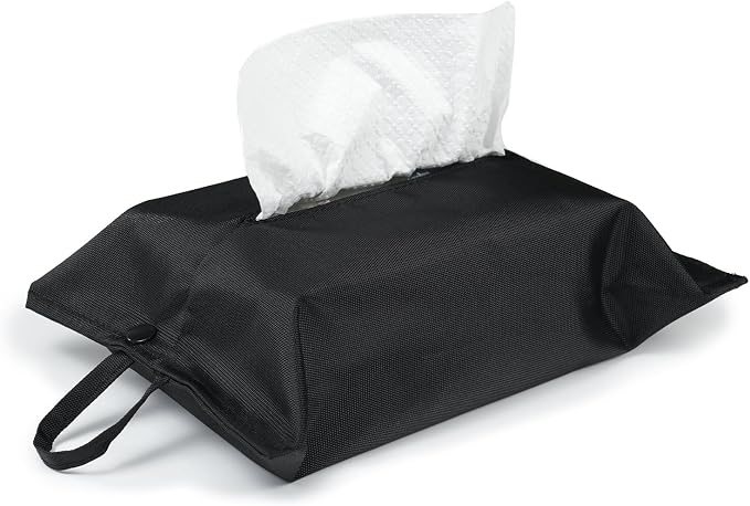 kakaforsa Black Toilet Paper Holder Travel Napkin Holder Reusable Tissue Holder Cloth Tissue Box Cloth Cover Hang Paper Towel Holder Tissue Box Cover Tissue Holder for Car Home Office Desk by Aosbos