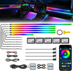 Dreamcolor Acrylic Interior Car LED Strip Light with Wireless APP, RGB 14 in 1 with 175 inches 600 LEDs Fiber Optic Car Ambient Lighting Kits, Music Sync Function Neon LED Strip for Car Accessories by Unknown