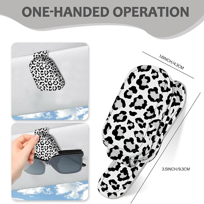2 Pack Sunglass Holder for Car Visor, Universal Magnetic Car Sunglass Holder for Different Size Eyeglasses, Car Visor Accessories (Leopard-White) - Image 6