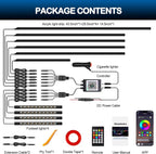 Car LED Strip Lights, Interior Acrylic LED Lights for Car with Dynamic Rainbow Dream Color Chasing, Ambient Lighting Kits Music Sync (10 in 1(4 * 29.5"+43.3"+14.5"+4 Footwell Lights)) - Image 6