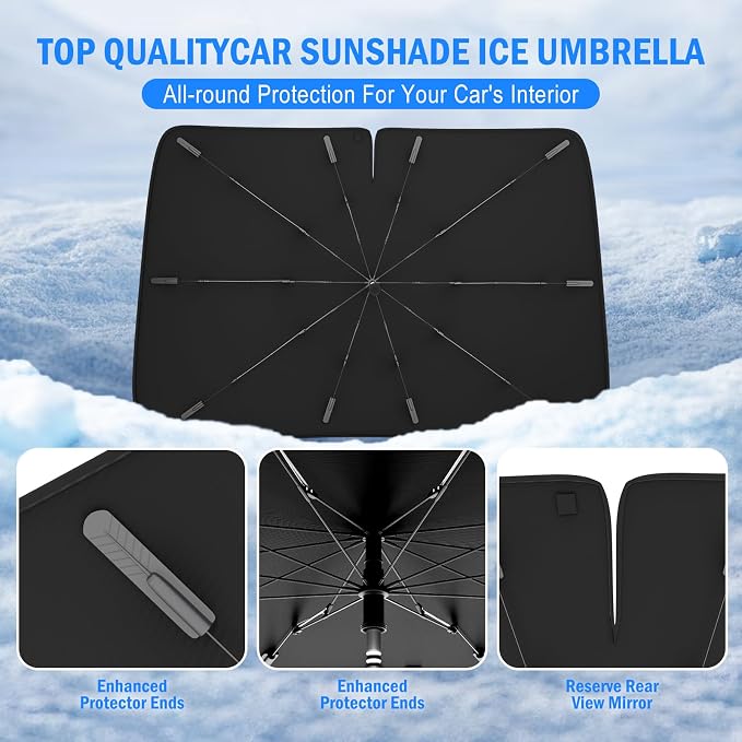 Car Windshield Sunshade Umbrella – Sun Shade for car Windshield Blocks UV Rays & Heat, Keeps Interior Cool, Foldable Sun Visor Cover with Universal Fit for Front Windows(56" L x 31" W) - Image 2