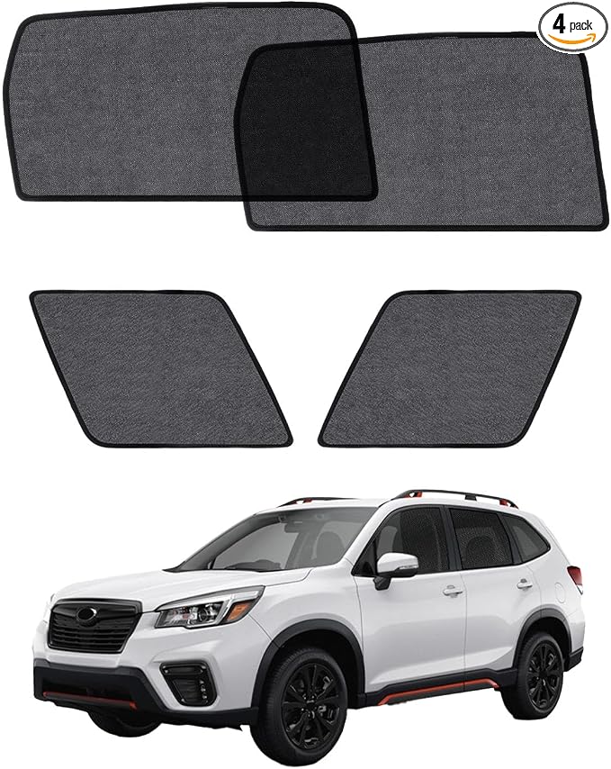 Car Window Shade for Forester 2019-2024, 4 Pack Magnetic Mesh Sun Shades for Front & Rear Windows, UV Glare Protection & Baby Car Shade for Napping Camping Breastfeeding by Unknown
