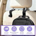 BFXM 6 Pack Car Seat Headrest Hooks,Car Accessories Black Checkered | Back Seat Purse Hanger Holder Hook, Universal Storage Organizer for Handbag Grocery Bags Coats - Image 6