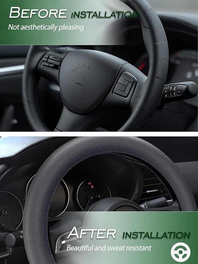 LRITER Car Steering Wheel Cover, Non-Slip Silicone Material, Grey | Multiple Color Choices, Universal Auto Parts Steering Wheel Cover, Suitable for Most Cars - Image 4