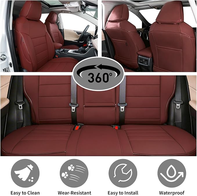 EKR Corolla Seat Covers Custom Fit for Toyota Corolla 2020 2021 2022 2023 2024 2025 2026 SE &2023-2025 XSE &2025 FX,Leather Car Seat Covers Full Set-Faux Leather(Burgundy) - Image 3