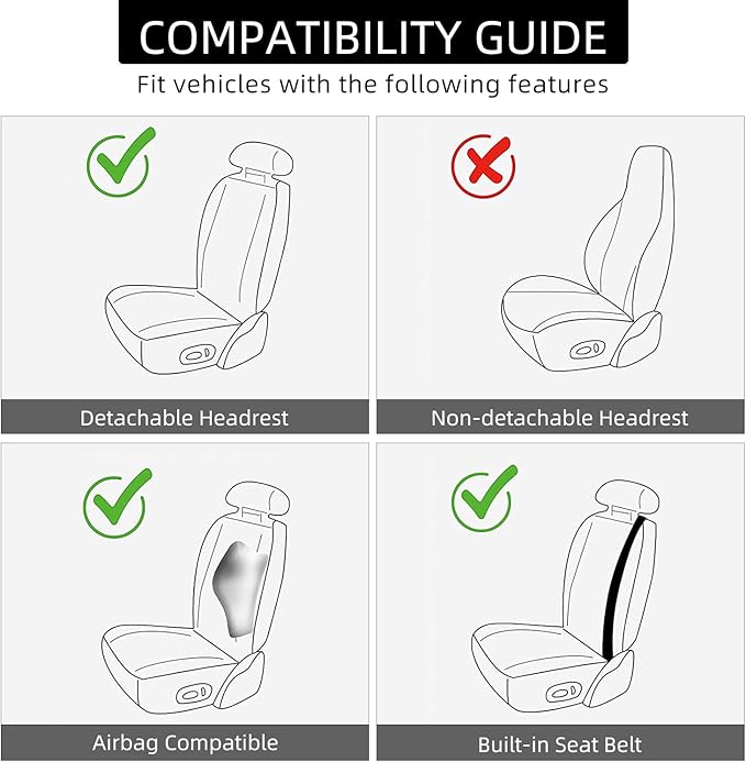 BEITK 2 Pack Waterproof Front Car Seat Covers for Car Truck SUV Black | PU Leather, Scratch-resistant, Sideless Design, Universal Fit, with Storage Pockets and Seat Belt Pads, Easy to Install - Image 6