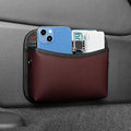 Car Seat Side Pocket Organizer - PU Leather Auto Door Console Mini Storage Bag for Keys, Phone, Sunglasses, Registration, and Documents (Dark Red) by Cartisen