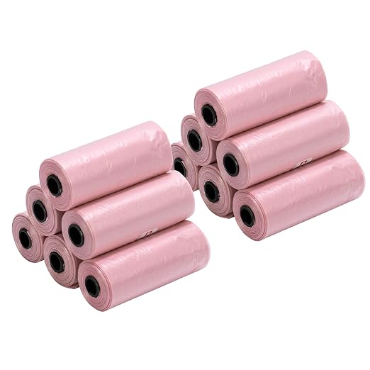 Ginsco 0.8 Gallons Disposable Trash Bags for Mini Car Trash Can, Portable Small Car Garbage Bags, Cars Accessories, Mini Trash Bags, Plastic Trash Bag for Cars/Home/Office (12 Rolls/180 Counts) Pink by Ginsco