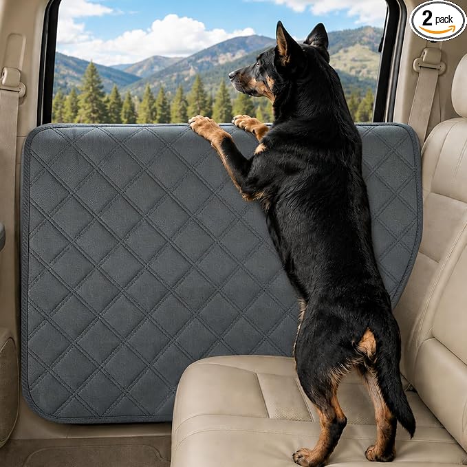 Instraella Car Door Protector for Dogs, 2-Pack, Protects from Dog Scratches | Heavy-Duty Waterproof Oxford with 3 Tint-Safe Inserts, Window Roll Compatible, 31 x 28 in, Fits Large SUVs & Pickups by Instraella