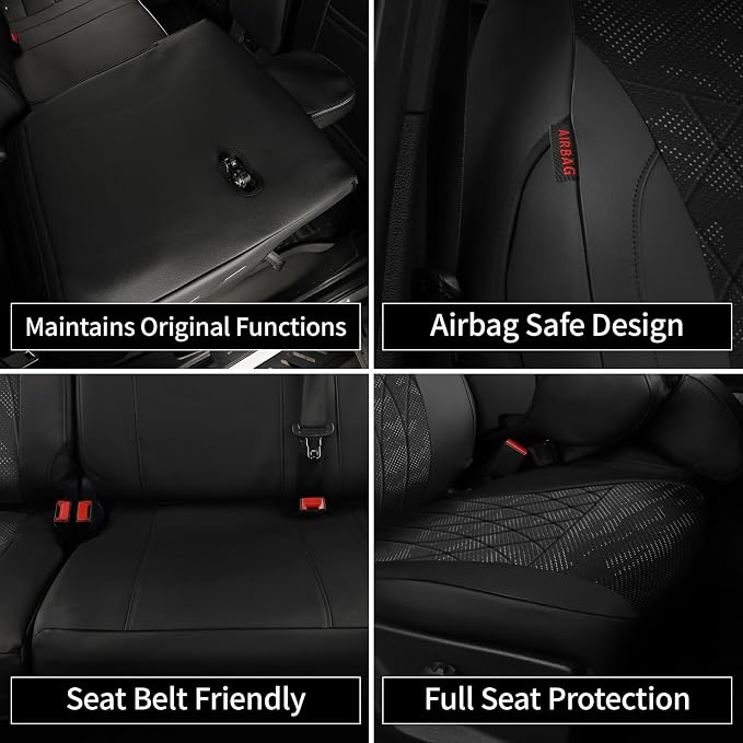 EKR F150 Seat Covers Custom Fit for (4 Door,SuperCrew) Ford F-150 Raptor/Tremor 2021 2022 2023 2024 2025 2026,Leather Truck Seat Cover Full Set -Faux Leather(Black/Gray Camo A63) - Image 7