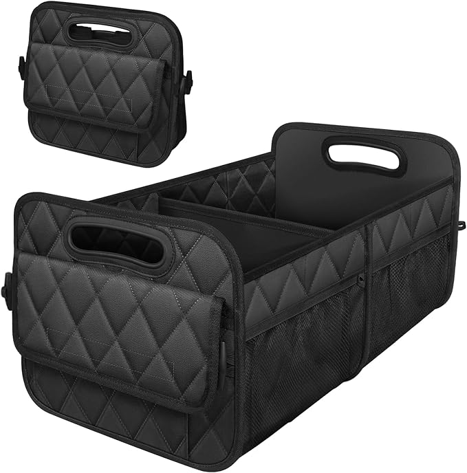 Deosk Car Trunk Organizer and Storage with Reinforced Handles, Waterproof Polyester Trunk Organizer for SUV, Minivan, Truck (Large, Black) by Deosk