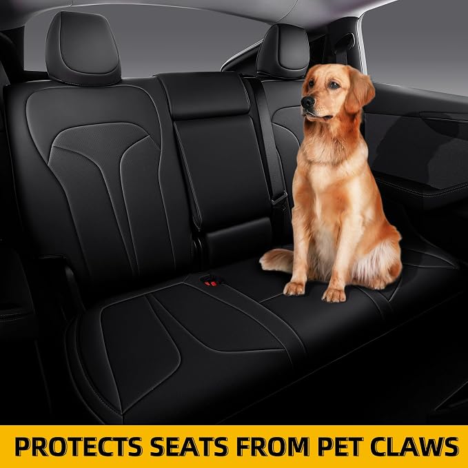 Custom Seat Covers for 2025 2026 Tesla Model Y Juniper 5-Seater - Black | Waterproof Breathable Nappa Leather, OEM Factory Style Full Set, Full Coverage Design with Armrest Covers, Airbag Compatible - Image 7
