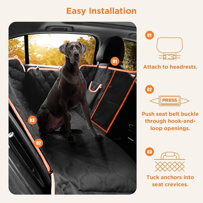Shodu Waterproof Dog Car Seat Cover for Back Seat,Collapsible Scratchproof Dog Car Seats Covers,Nonslip Dogs Seat Cover with Mesh Window,Storage Pocket,Side Flaps,Universal Size Fit for Car/Truck/SUV - Image 8