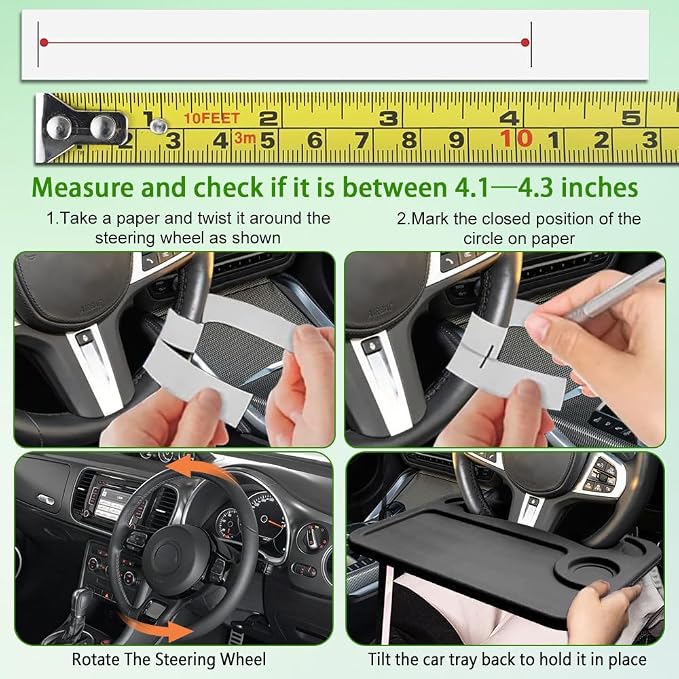 Car Steering Wheel Desk, Portable Car Tray, Durable Multi-Functional Travel Workstation with Cup Holder, Car Essentials Portable Laptop Tray & Eating Table for Most Vehicles Road Trip (Black) - Image 6