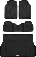 Motor Trend FlexTough Performance All Weather Rubber Car Mats with Cargo Liner - Full Set Front & Rear Floor Mats for Cars Truck SUV, Automotive Floor Mats (Black) by MotorTrend