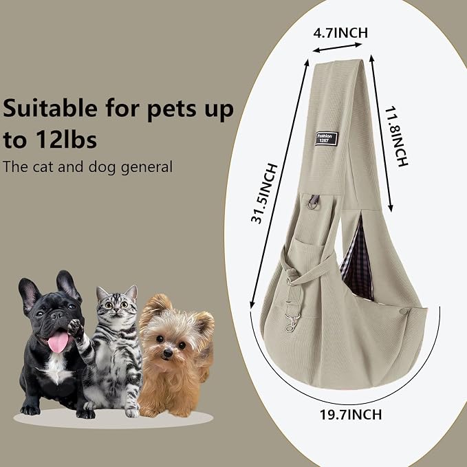 Dog Sling Carrier Soft Breathable for Small Dogs Cats 3-12 lbs,Gray | Cat sling & dog carrier sling with safety tether, organizer pocket, soft fabric. Perfect for travel, hiking,outdoor - Image 2