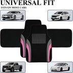CAR PASS Leather Sporty Car Floor Mats Carpet, Universal Waterproof Automotive Floor Mat Fit for Sedans, Cars, Mid Trucks, Vans, SUV, Set of 4 (Black and Pink) - Image 5
