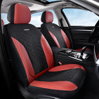 Coverado Seat Covers Full Set, Waterproof Car Seat Covers, PU Leather & Breathable Mesh Seat Protectors, 5-Piece Automotive Seat Covers, Universal Fit for SUVs, Trucks, Sedans - Image 2
