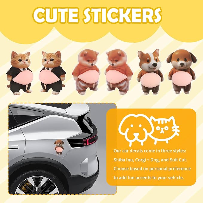 3D Corgi & Dog Belly Car Stickers,Soft Car Door Edge Guards for Avoiding Collisions and Cars Decorations,Self-Adhesive Cute Automotive Decals as Cars Door Edge Protector - Image 5