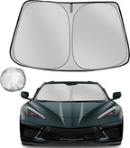 Windshield Sun Shade for 2020-2025 2026 Che-vrolet/Chevy Corvette | Foldable Sun Sunshade for Car Front Window Blocks UV Rays and Heat Automotive Interior Protector Custom Fit Accessories by Fonowka