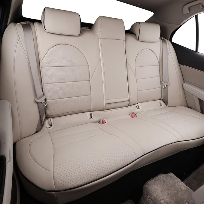 EKR Car Seat Covers for Toyota Camry 2018-2024 (Hybrid),Full Set | Custom Fit for Toyota Camry 2018-2024 XLE/XSE,Airbag Compatible,Waterproof Pet-resistant-Faux Leather(Beige) - Image 5