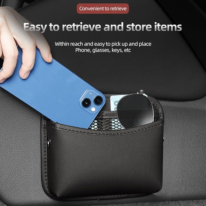 Universal Car Side Pocket Organizer for Car Seat, PU Leather Car Pocket Pouch, Door, Window, Console, Keys Cards Cell Phone Sunglasses Holder for Car, Multifunctional Car Organizer Accessories. - Image 2