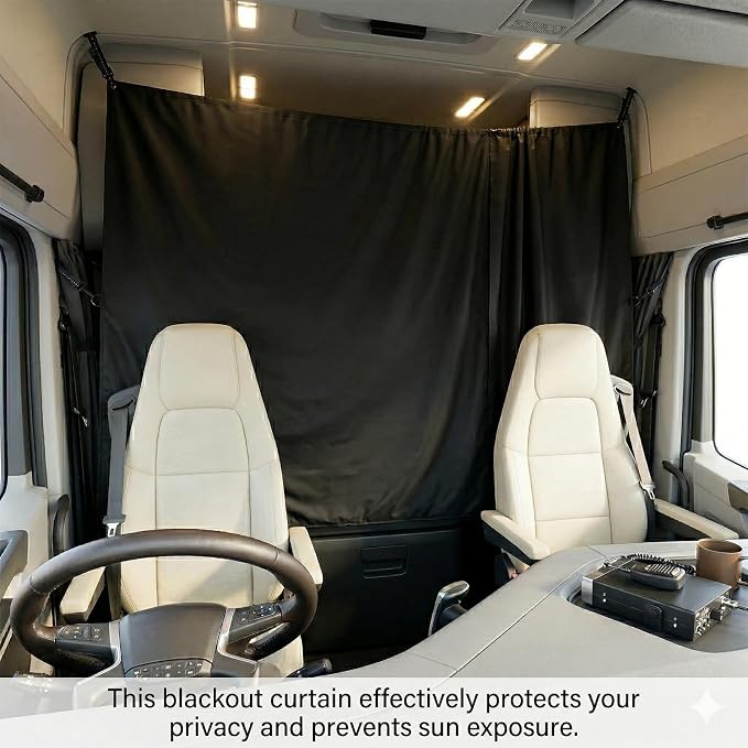 7x6 ft Van Privacy Curtain in Cab, Rear Door Shower Curtain | with 4 Pack Magnetic and 2 Pack Ground Stakes Hooks Adjustable Camping Curtain Changing Car Cover for Truck Travelling - Image 3