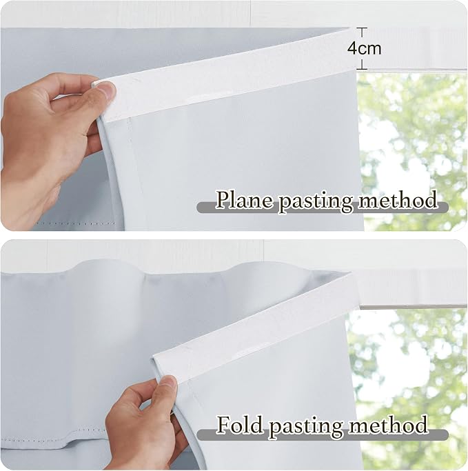NICETOWN Greyish White French Door Curtains 72 Inches Long for Door Window | Self Adhesive Portable Blackout Thermal Insulated Window Curtain for Bedroom Living Room, 1 Panel, 26" x 72" - Image 6