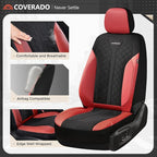 Coverado Seat Covers Full Set, Waterproof Car Seat Covers, PU Leather & Breathable Mesh Seat Protectors, 5-Piece Automotive Seat Covers, Universal Fit for SUVs, Trucks, Sedans - Image 3