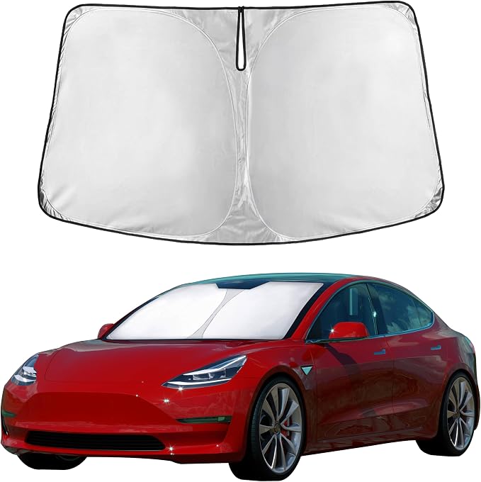 EcoNour Windshield Sun Shade Compatible with Tesla Model 3 & Model Y by EcoNour