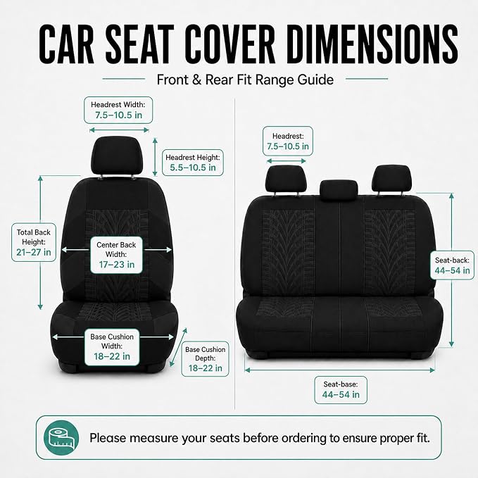 FH Group Full Set Travel Master Car Seat Covers, Airbag and Split Rear Car Seat Cover Universal Fit Interior Accessories for Cars Trucks SUV, Automotive Seat Covers,Black - Image 9