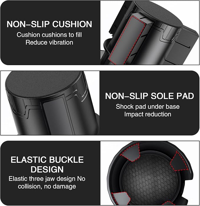 QODOLSI Pack-1 Car Conversion Cup Holder, Within 4.13" Drink Stand from Small to Large Cups Mouth, Rotatable Adjustable Base with Anti-Slip Pad, Universal Plug-and-Play Cup Holder for Cars (Black) - Image 3