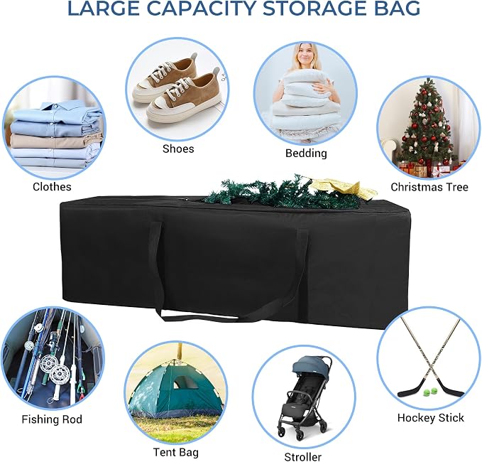 COOLBEBE 60" Sports Duffle Bag - 332L Extra Large Travel Duffel Luggage Bag | Upgrade Zipper, Sturdy & Water Resistant Long Duffle Bag for Camping Moving (Black 60inch) - Image 4
