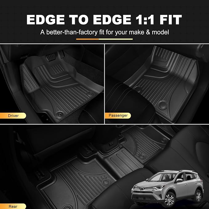 AOMSAZTO Floor Mats for Toyota RAV4 Gas 2013-2018 (Not for Hybrid) | Custom Fit Floor Liners & Cargo Liner All-weather Easy to Clean Heavy Duty Waterproof LE/SE/XLE /Limited/Platinum/Adventure - Image 2