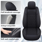 Coverado Car Seat Covers Compatible with Dodge Ram 2002-2026 1500 2500 3500 Pickup Limited Laramie Big Horn Waterproof Leather Seat Protectors Fit Dodge Ram Crew Cab& Quad Cab(2PCS, Black) - Image 3