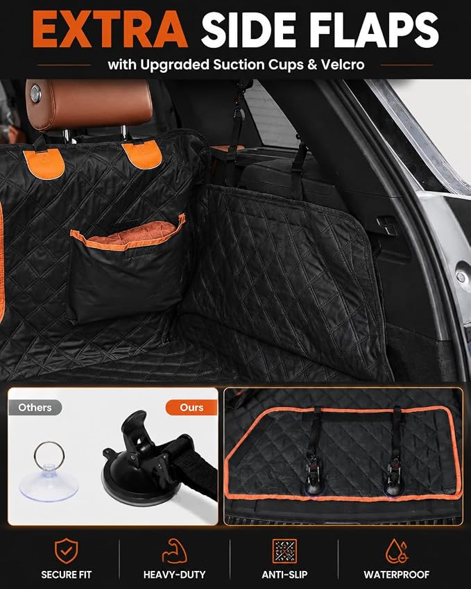 SUV Cargo Liner for Dogs,Waterproof Dog Trunk Cover for Full-Size SUVs | Waterproof PU Leather | Fits Full-Size SUVs | 19.5" Side Flaps | 19.5" Bumper Flap - Image 4
