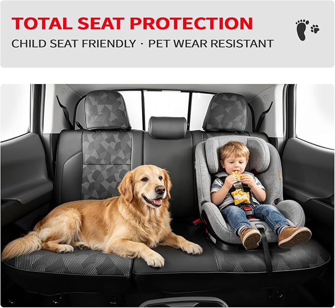 Custom Fit Car Seat Covers for Tacoma 2024-2026 4th Gen, Black Camo | Waterproof Leather Car Seat Covers Full Set, Full Coverage Protection, Airbag Safe, Factory Style Upgrade, Gas Only - Image 6