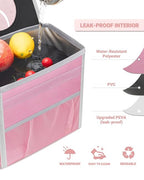 Capolo Car Trash Can with Lid, Leakproof Car Garbage Can Car Trash Bag | Waterproof, Trash Can for Car, 3 Mesh Pockets, Mini Hanging Vehicle Car Trash Bin, for Back/Front Seat (Pink,3 Gal) - Image 4