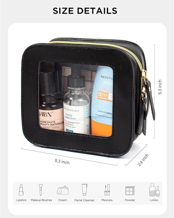 Small Clear Makup Bag, Clear Cosmetic Bags with Zipper Waterproof Small Travel Cosmetic Case Cute Make Up Pouch Mini Car Essentials for Women Travel Car Organizer - Image 5