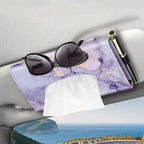 CaseBot Car Visor Tissue Holder, Sun Visor Napkin Holder, Mask Holder, PU Leather Backseat Tissue Box for Truck SUV, Lilac Marble by CaseBot