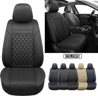 Car Seat Covers Front Pair,Universal Fit for Most Cars,SUV,Sedans and Pick-up Trucks,Automotive Faux Leather Vehicle Cushion Covers(Front Pair,Black) - Image 2