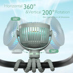 Momcozy 8000mAh Portable Stroller Fan, 27H Ultra-long Battery Life | Detachable 4 Speed 360°Rotate LED Night Light with 2 Modes, USB Rechargeable Handheld Cooling Fan for Travel/Car Seat/Bedroom - Image 7