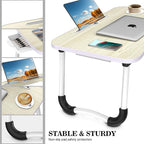 Fayquaze Portable Foldable Laptop Bed Desk with Storage Drawer and Cup Holder - Lap Desk Laptop Stand Tray Table for Eating, Reading and Working - Image 3