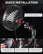 Benlari USB Car Fan with Cup Holder - Upgraded 2 in 1 Cup Fan Holder with 3 Powerful Speed Cooling Wind - Adjustable Extended Bracket Cup Holder for Vehicle Van Truck SUV RV - Image 6
