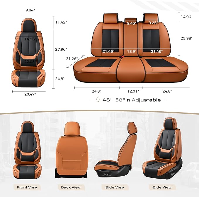 Coverado Car Seat Covers, Seat Covers for Cars, Waterproof Leather Auto Seat Protectors, Leather Car Seat Cushion, Car Interiors Accessories Universal Fit for Most Cars - Image 6