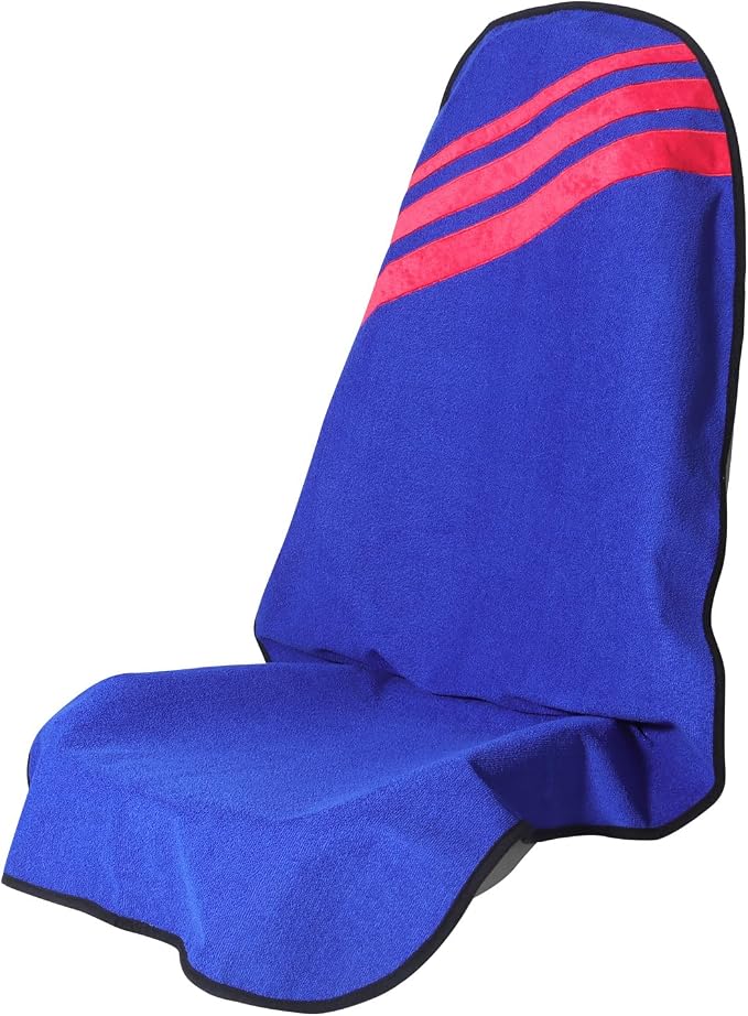 Sweat Towel Car Seat Cover Protector Front Seats for Gym Workout, Running, Swimming, Beach and Hiking, Waterproof Universal Seat Cover for Car, Trucks, Van & SUV (1, FSH-Blue/RED, Front) by Unknown