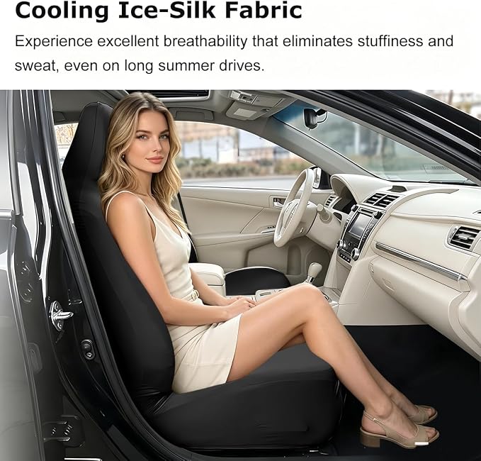 Car Seat Cover, Elastic Waterproof Dustproof Vehicle Front Seat Protector, Scratch Proof Automotive Interior Front Chair Cover Accessories, Universal Fit (Black) - Image 4