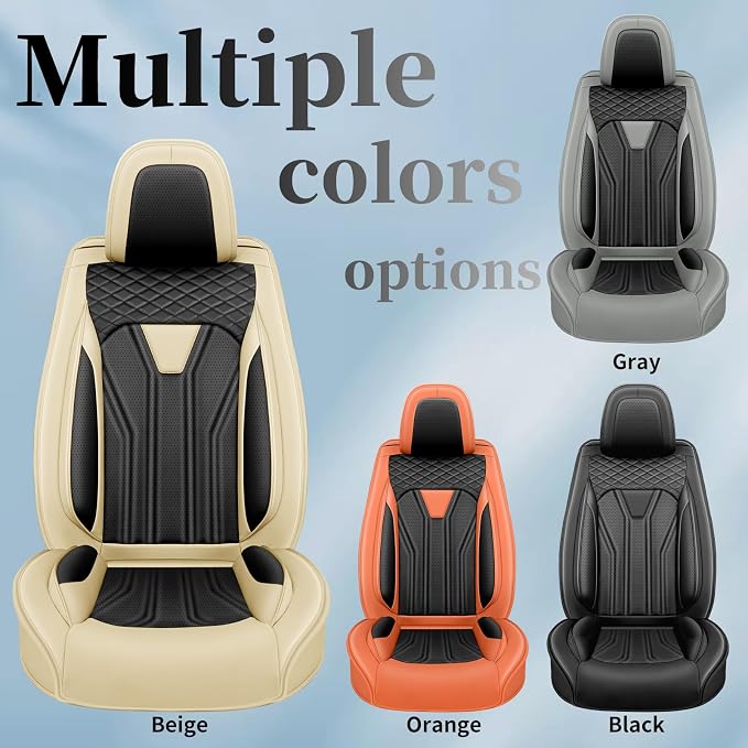 Fit Altima Car Seat Covers for Nissan Altima 2010-2025 2026- Full Set Premium Leather, Waterproof&Breathable, All-Weather Seat Cushion Protecto & Airbag Compatible, 2 Front Seat Beige & Black - Image 9