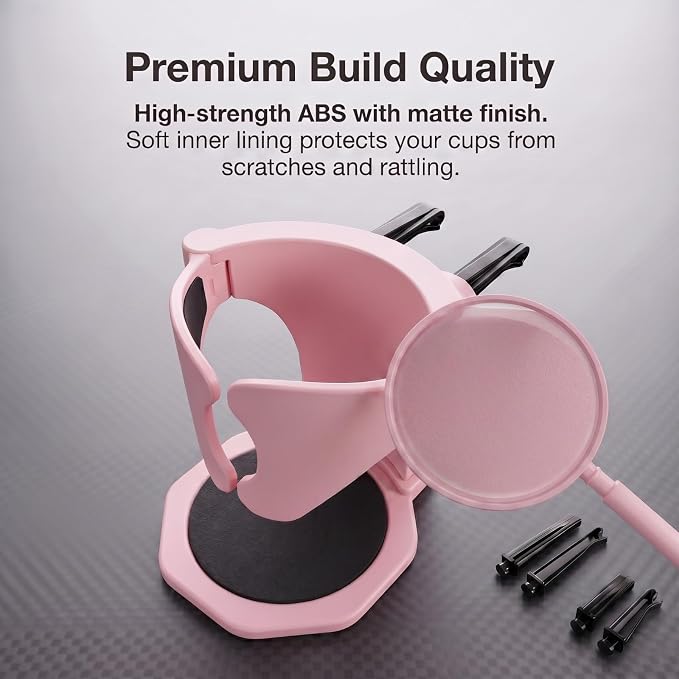 Car Cup Holder, Stable Cup Holder Expander for Car Air Vents, Car Ashtray Holder, Suitable for Sedans SUVs Trucks with Horizontal Blade Vents (Pink) - Image 6