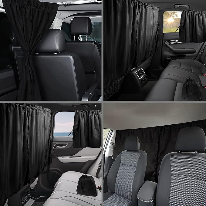 Car Privacy Curtains, Universal Car Window Shades Light Blocking Sunshades, Auto Blackout Curtains Baby Shades Wide Sedan SUV Sunshade Screen Covers for Travel Camping Nap Sleeping (3 pcs) - Image 6